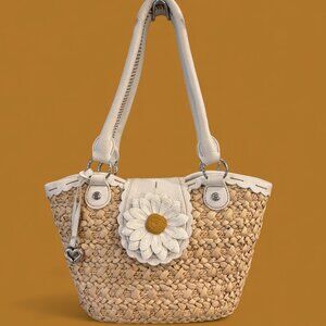 Brighton Daisy Dee Vintage Straw Shoulder Bag